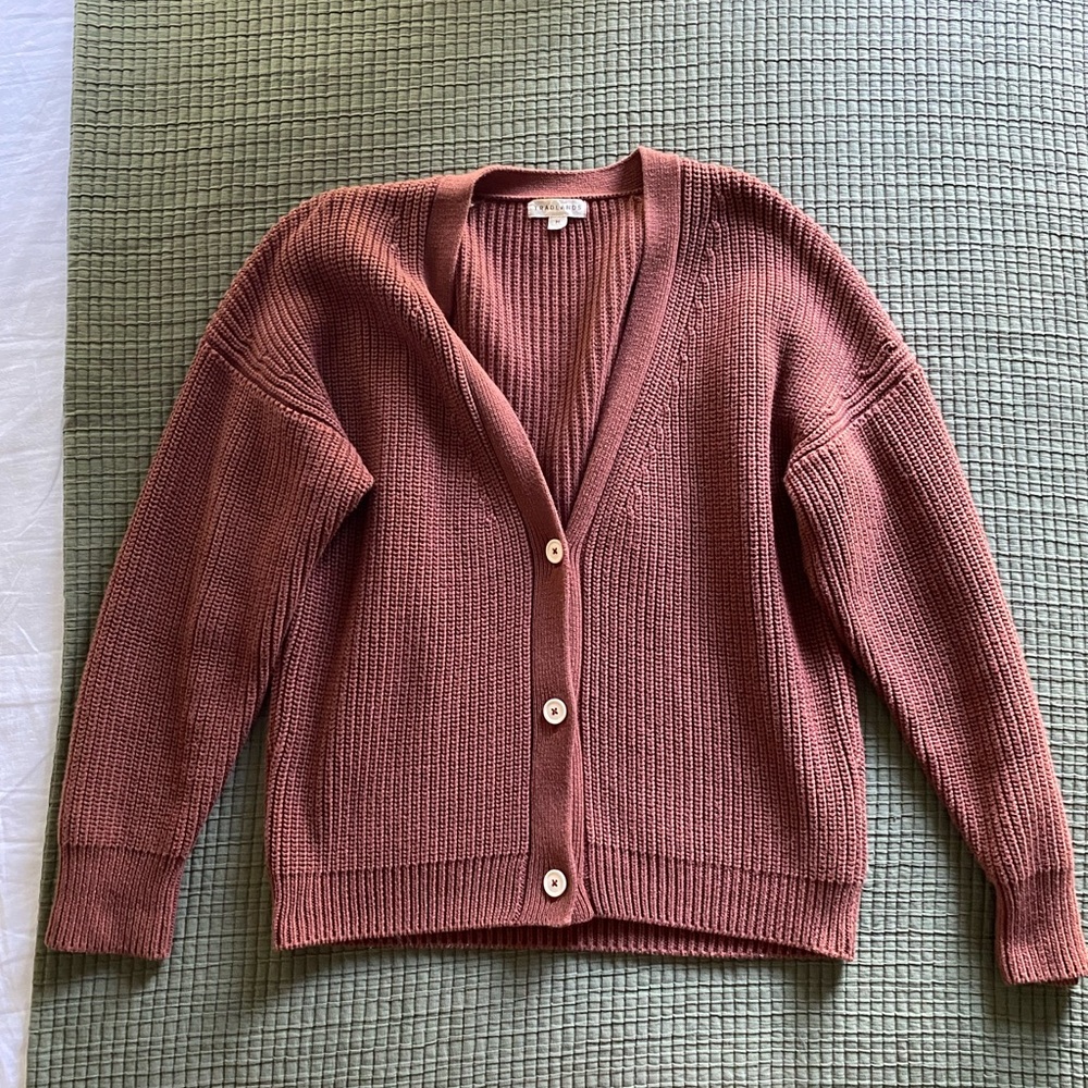 Tradlands Plum Cotton Button Cardigan